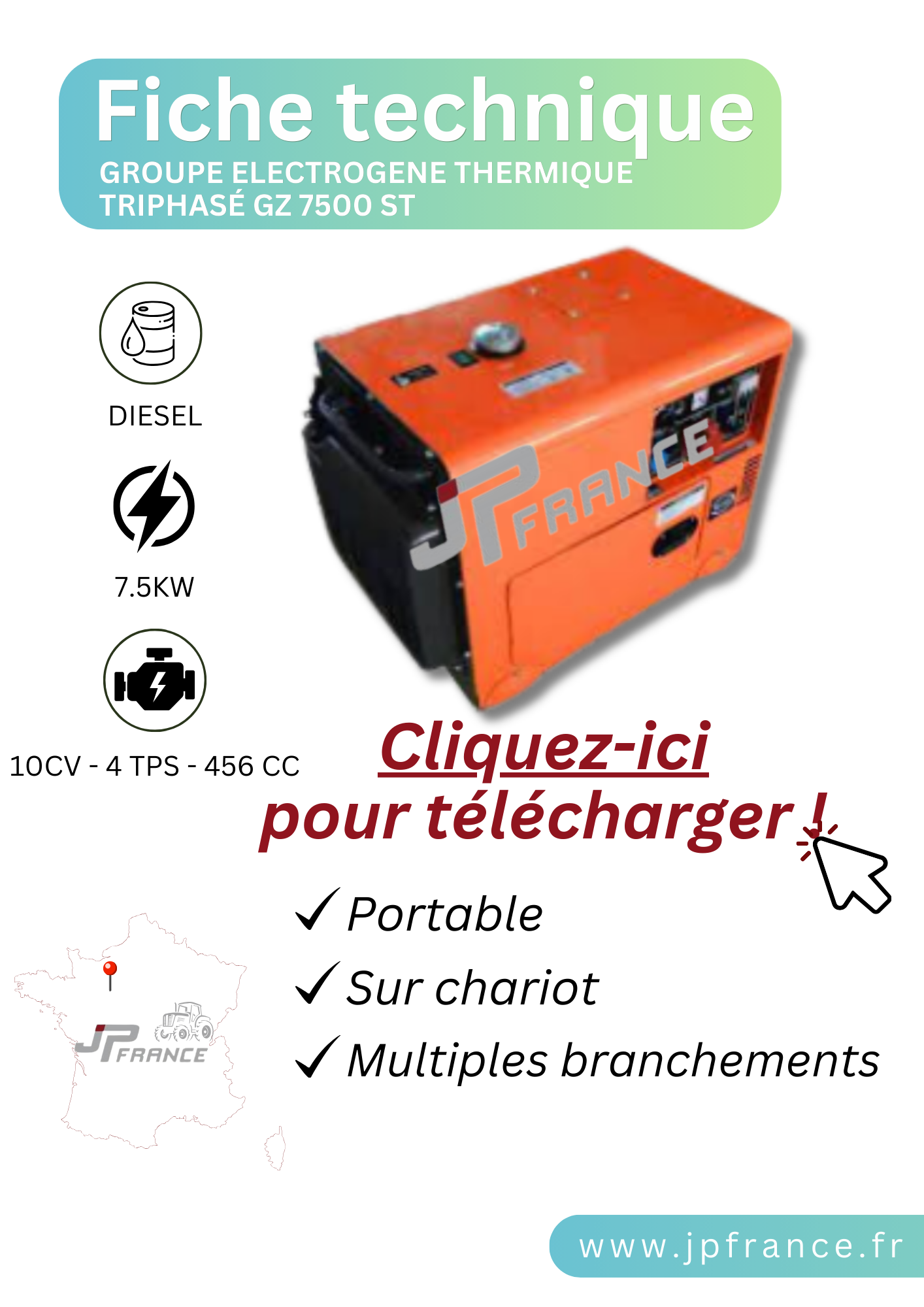 FICHE GROUPE ELECTROGENE THERMIQUE TRIPHASE GZ 7500 ST
