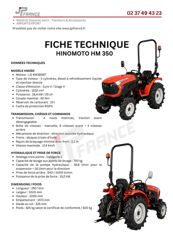 FICHE HINOMOTO HM350