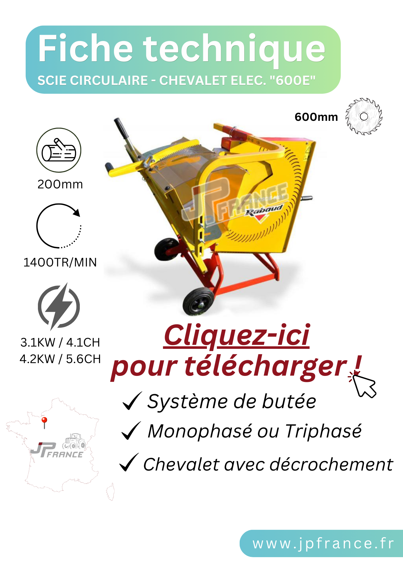 FICHE SCIE CIRCULAIRE - CHEVALET ELEC. _600E