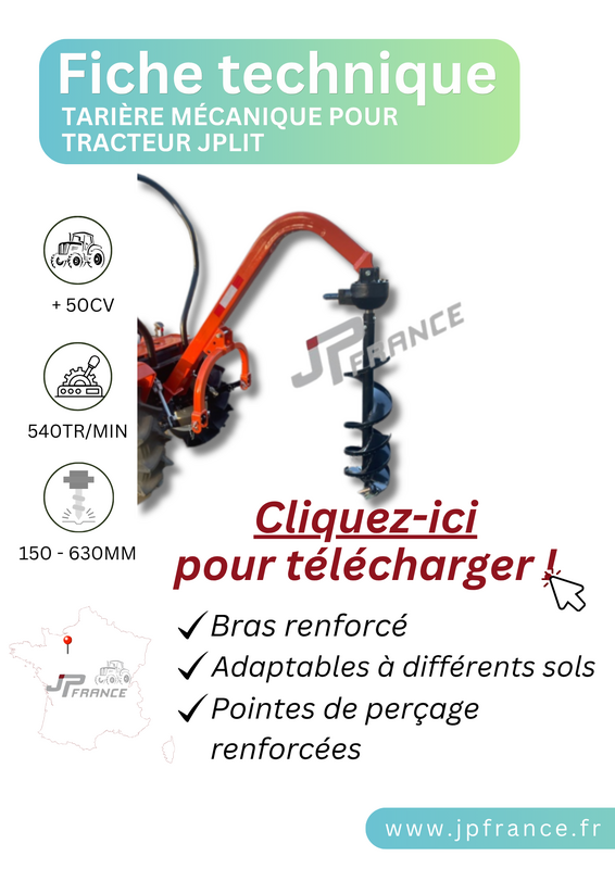 FICHE TARIERE 3 POINTS JPZEP AVEC MECHE DE DIAMETRE 300MM