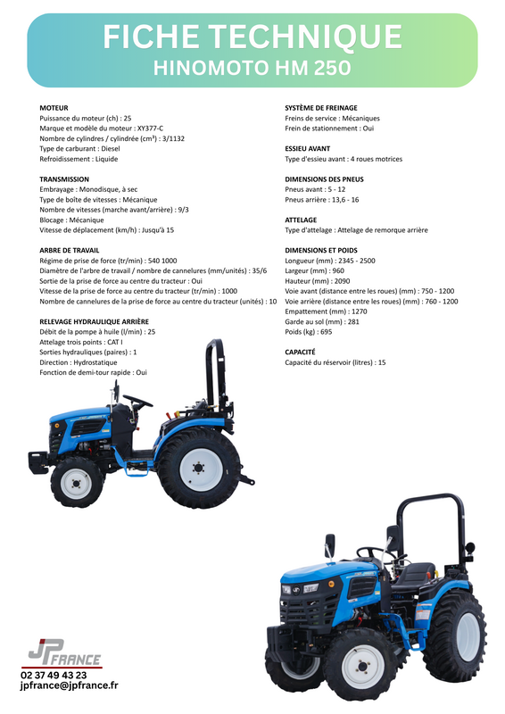 fiche technique hm250